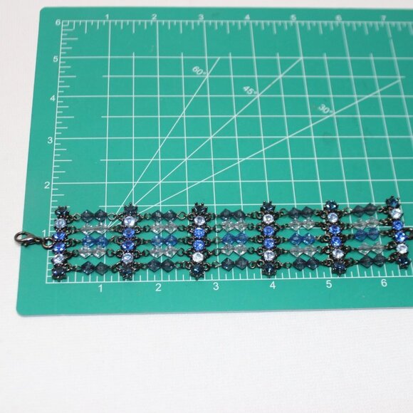 Various Blue Rhinestone, Bead and Chain Bracelet - Picture 8 of 9